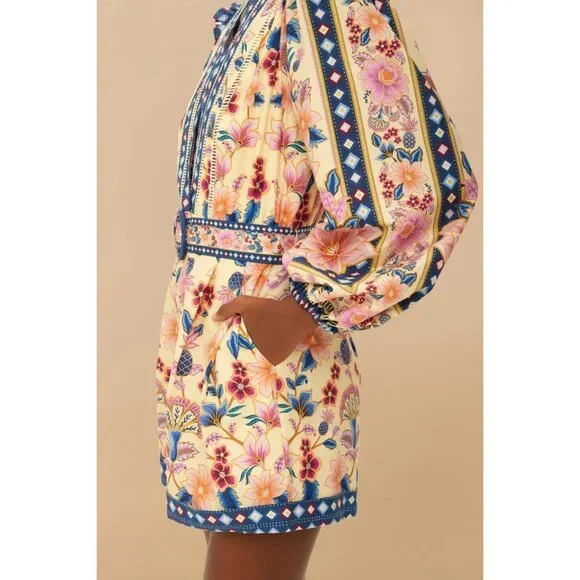 Farm Rio Cream Superbloom Tapestry Organic Cotton Romper Size Small NWT - Picture 3 of 3